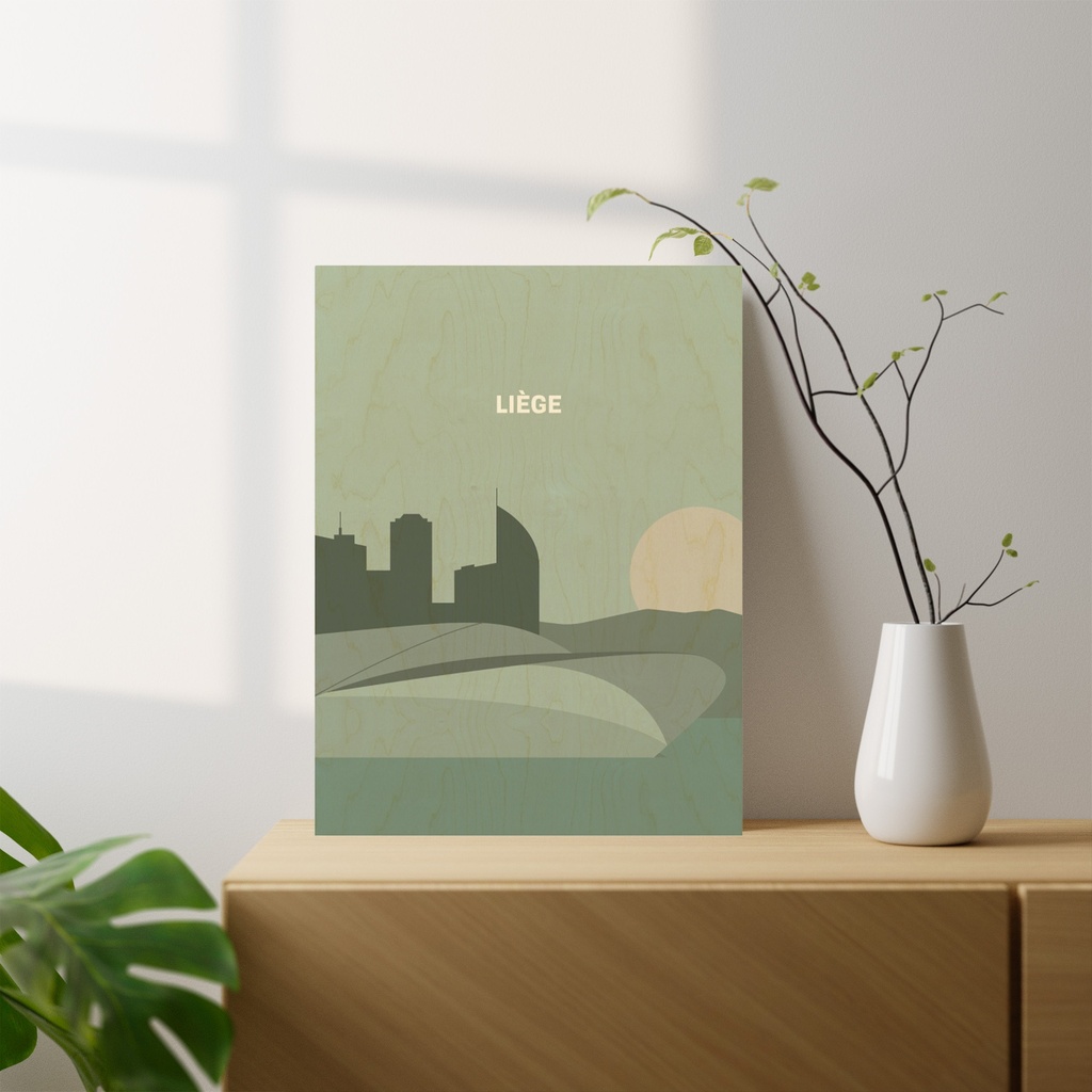 Illustration de la ville de Liège - Impression sur bois (40cmX30cm)
