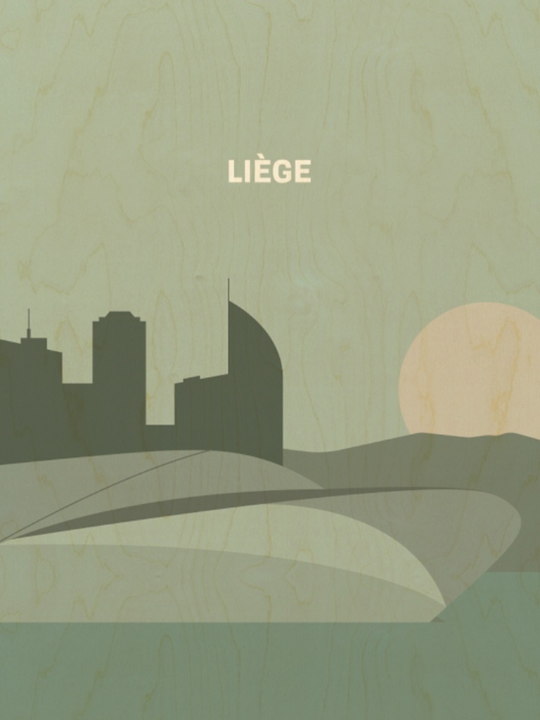 Illustration de la ville de Liège - Impression sur bois (40cmX30cm)